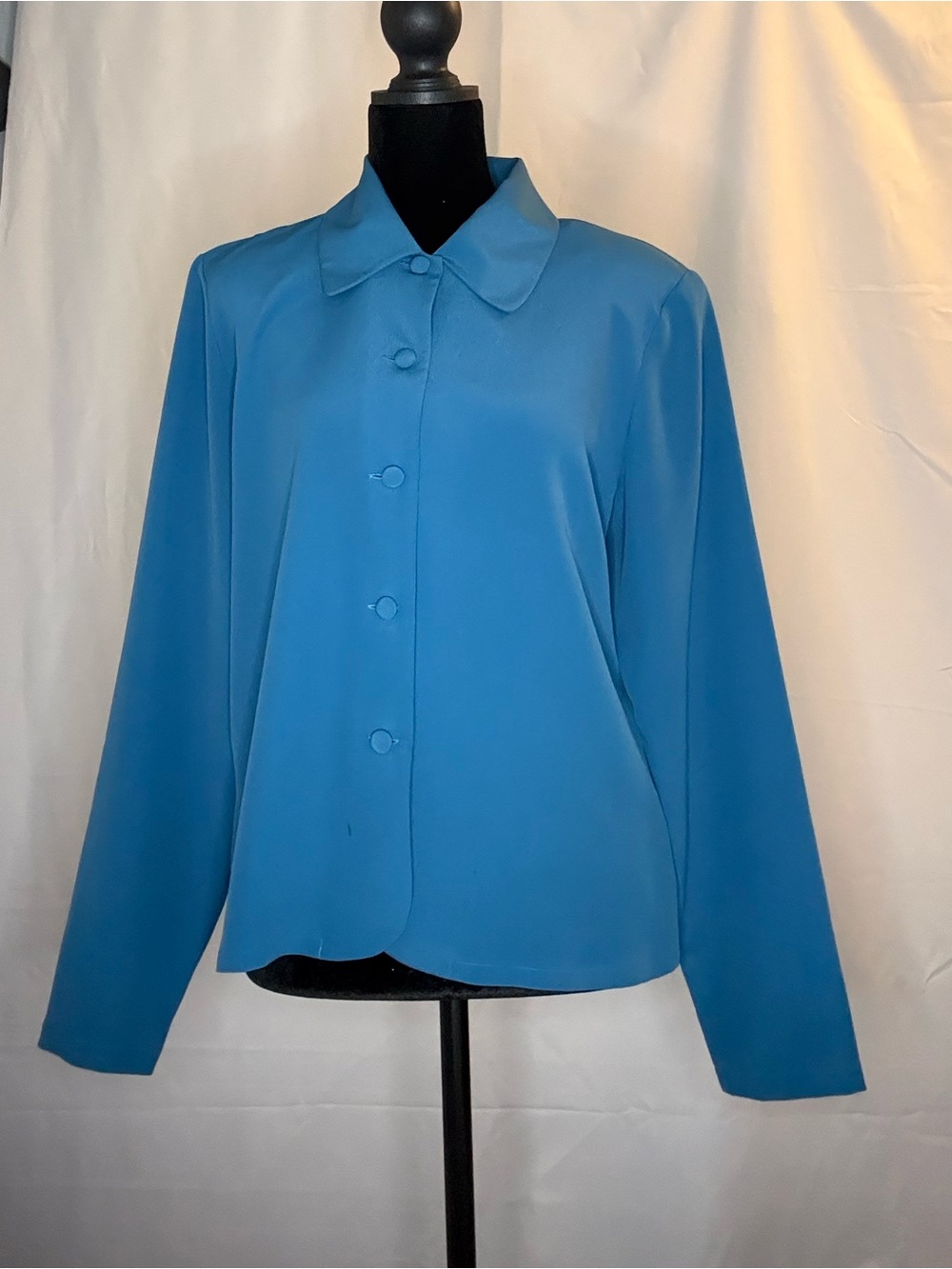 Classic Blue Button-Front Women's Blouse